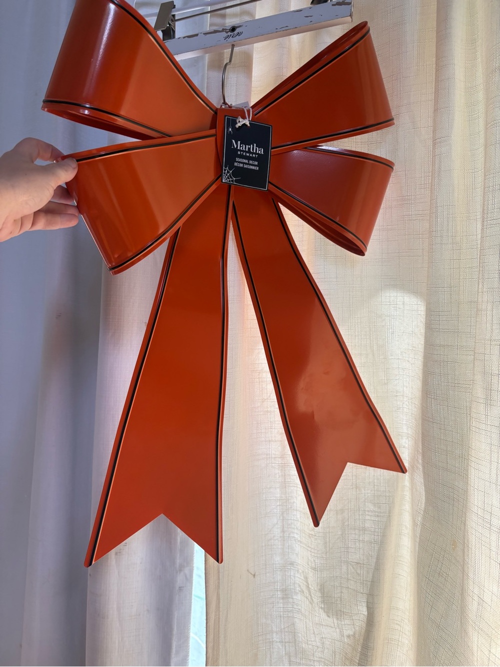 Martha Stewart Metal Bow Wreath Door Decoration 24” jumbo Oversized Orange bow - Picture 4 of 11